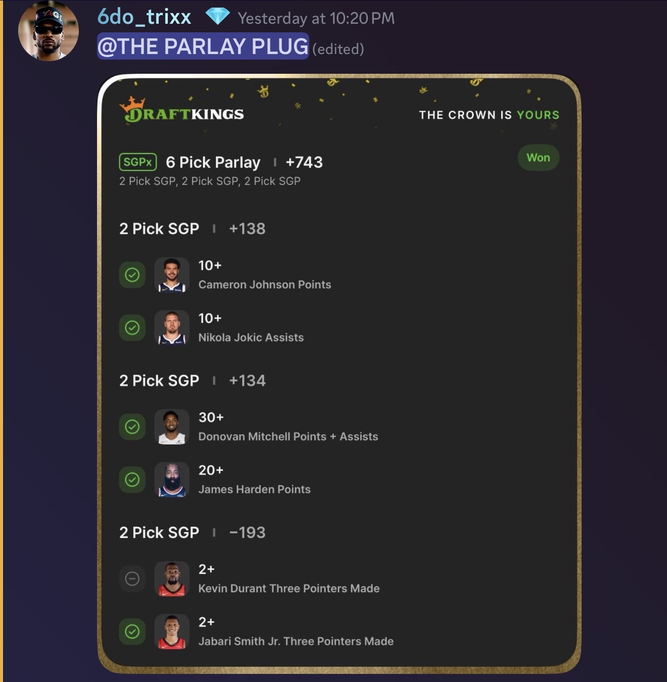 6do_trixx DK 6-pick cashed