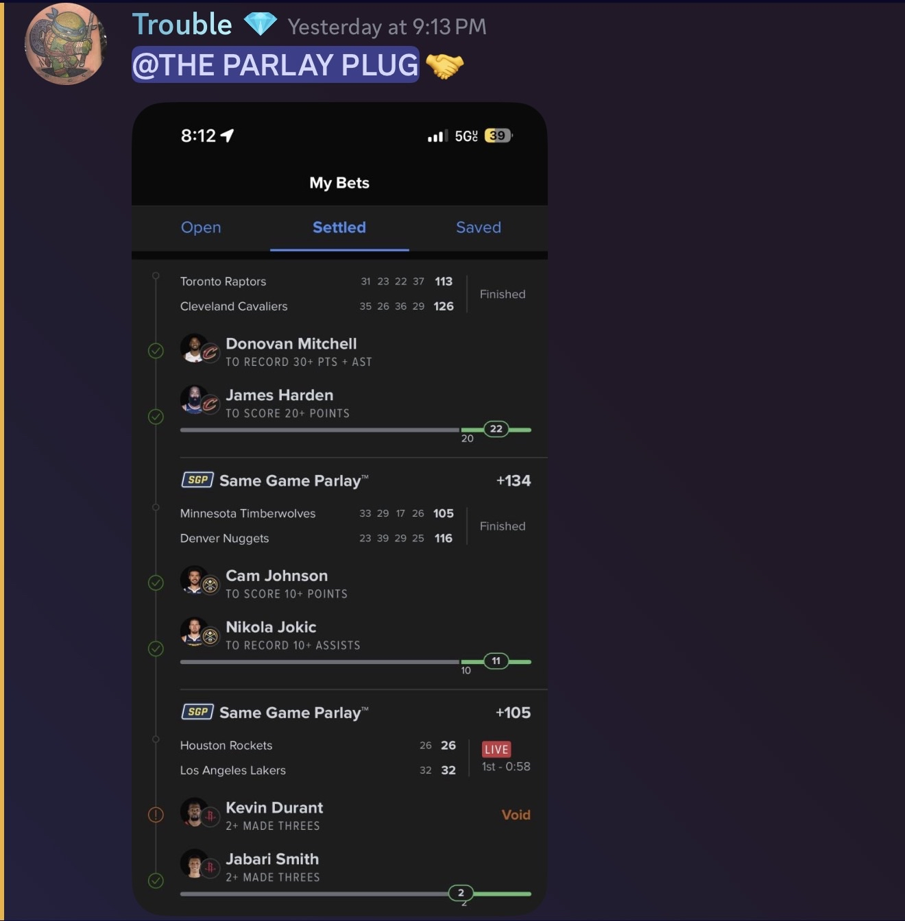 Trouble 6-leg SGP+ cashed